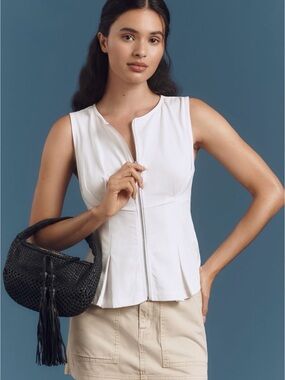 NWT Anthropologie Pilcro Zip-Front Peplum Top-  XL